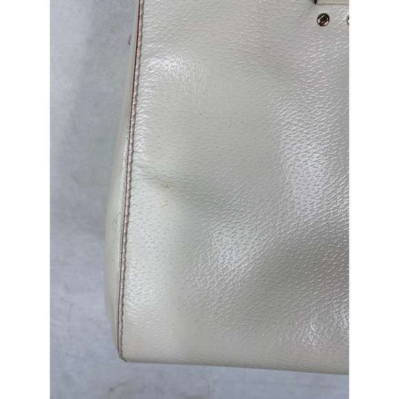 Kate Spade Ivory Leather Wellesley Quinn Tote Gold Tone Coastalcore Minimalist - Picture 3 of 10